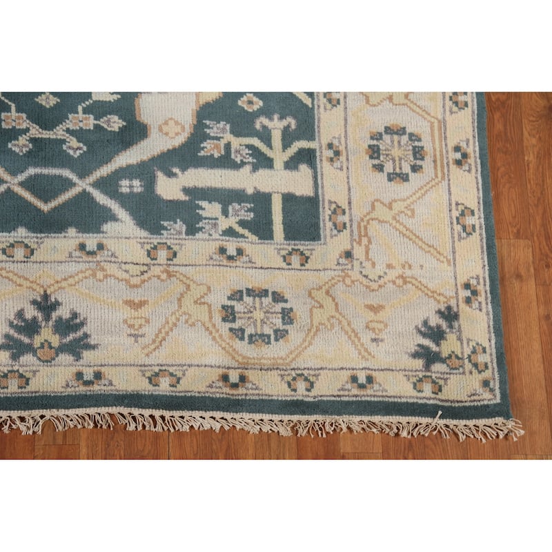 Green Oushak Indian Runner Rug Handmade Wool Carpet - 6'0" x 17'9"