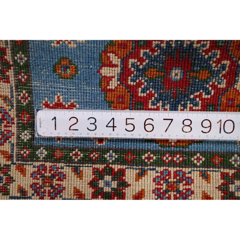 Turquoise Blue Kazak Foyer Rug Handmade Oriental Wool Carpet - 1'11" x 2'11"