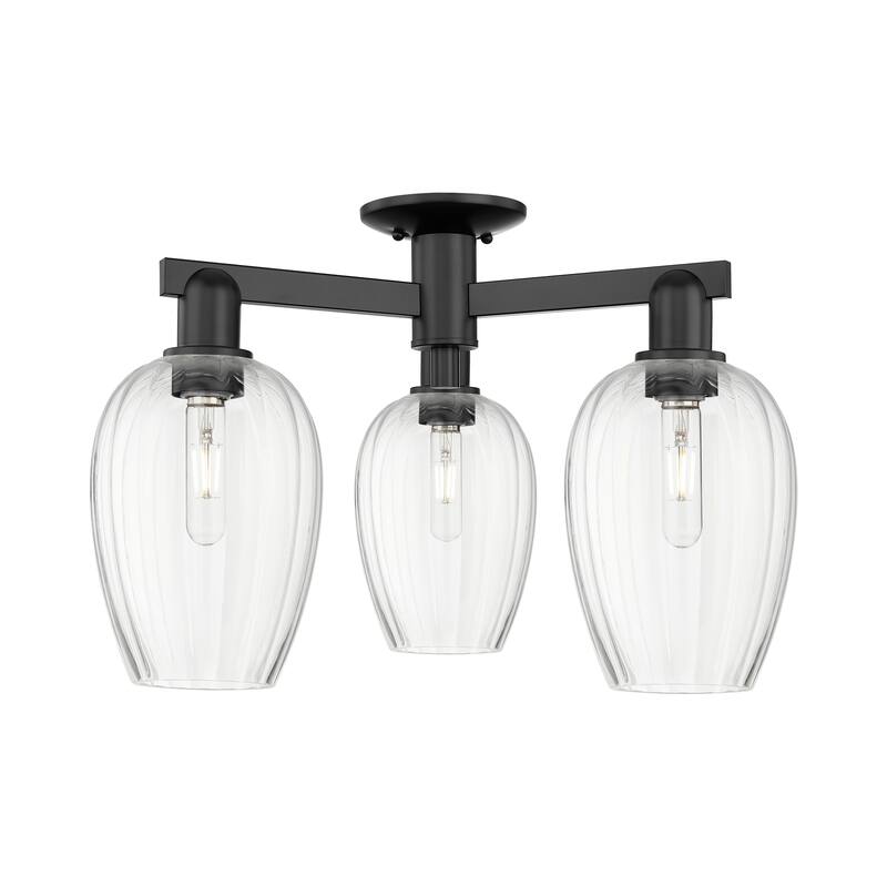 Innovations Lighting Downtown Urban - Preston - 3 Light 24" Flute Shade Semi-Flush Mount