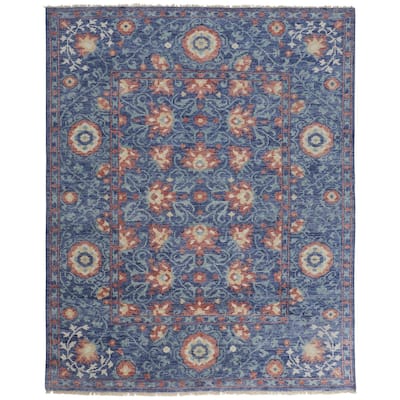 Bennet Luxury Wool Rug, Ornamental Floral, Blue, Accent Rug