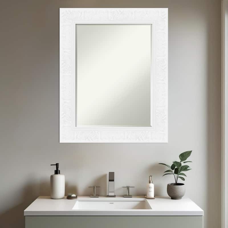Luxe Half-Inch-Bevel Framed Bathroom Vanity Wall Mirror