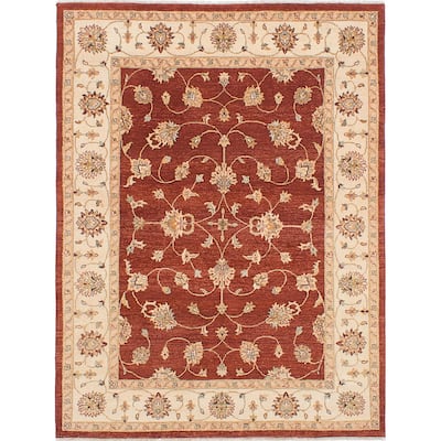 ECARPETGALLERY Hand-knotted Chobi Twisted Red Wool Rug - 5'8" x 7'5"