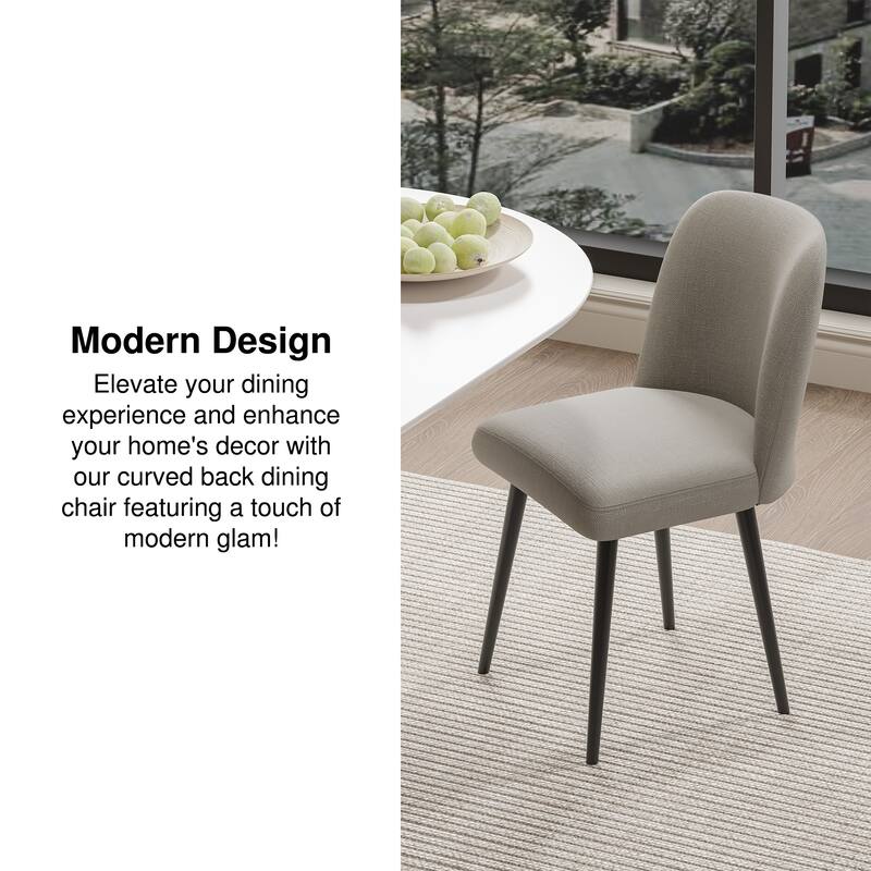 2Pcs Upholstered Dining Chairs Modern Fabric Kitchen Chairs with Padded Seat & Sturdy Metal Legs Side Chairs