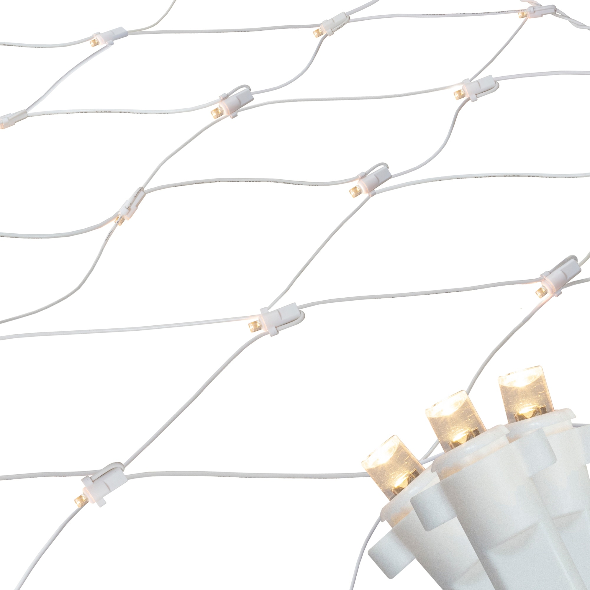4' x 6' Warm White LED Wide Angle Net Style Christmas Lights White Wire