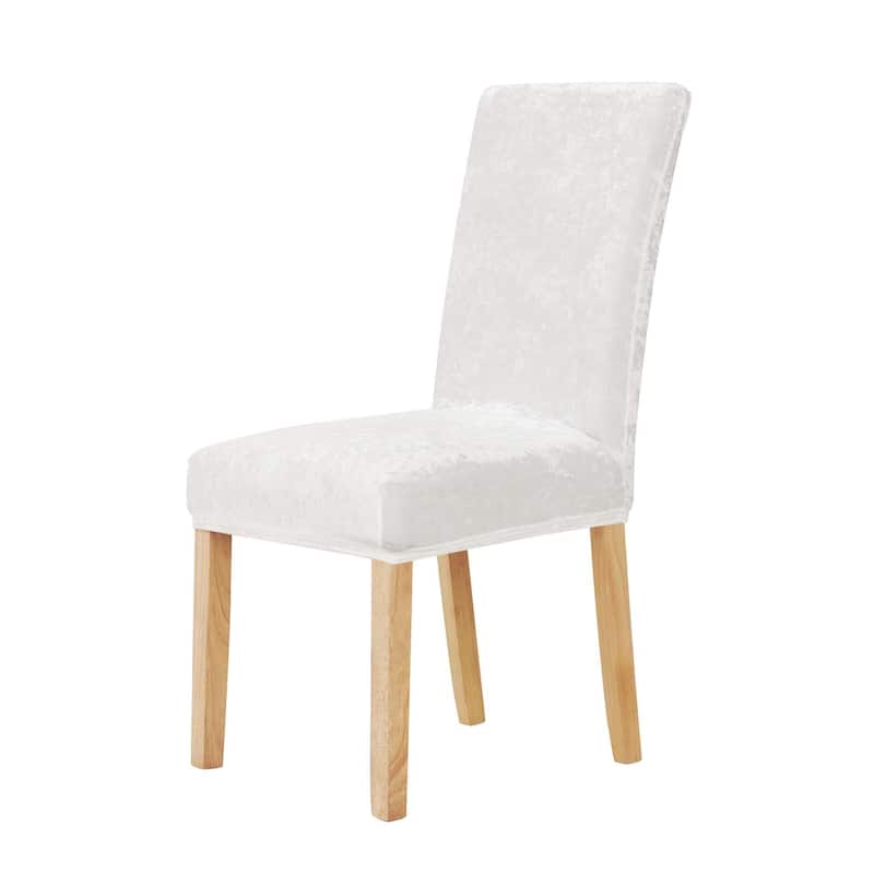 Deconovo Velvet Stretch Polyester Chair Slipcovers, Set of 6 - White