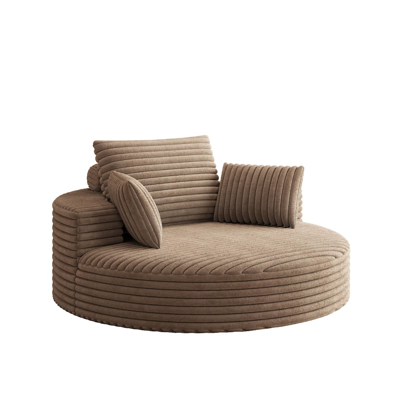 55" Luxury Swivel Chair - Plush Chenille Upholstery with 360° Rotation, Fluffy Modern Design for Living Rooms & Home Theaters