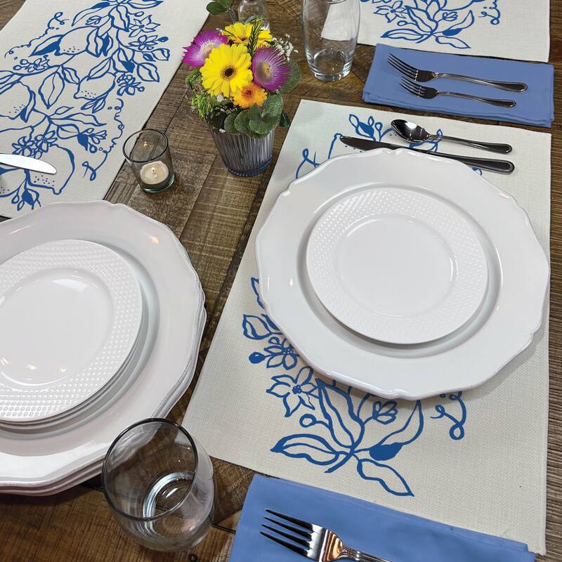 Cobalt Lemons 4-Pack Poly-Cotton Blend Placemats Manufactured in The USA Machine Washable Dryer Safe