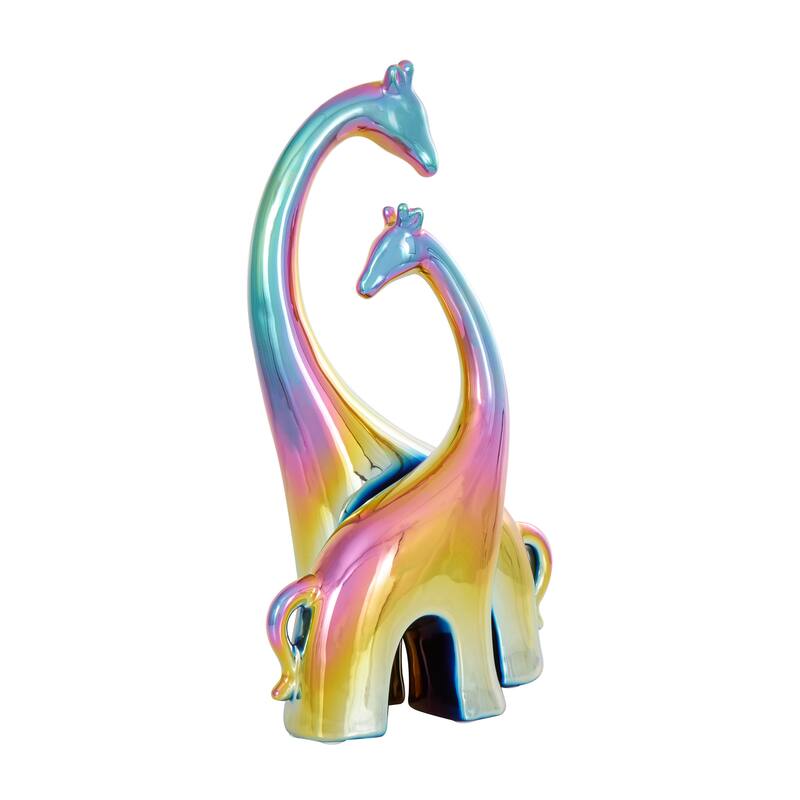 Silver or Multi Colored Ceramic Giraffe Sculpture