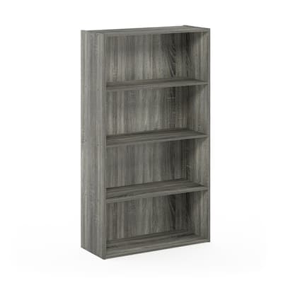 41.7 in. Tall French Oak Grey Wood 4-Shelf Bookcase