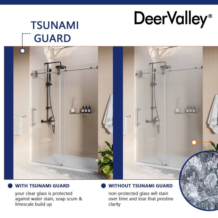 DeerValley Concord 56" - 60" W x 76" H Single Sliding Frameless Shower Door