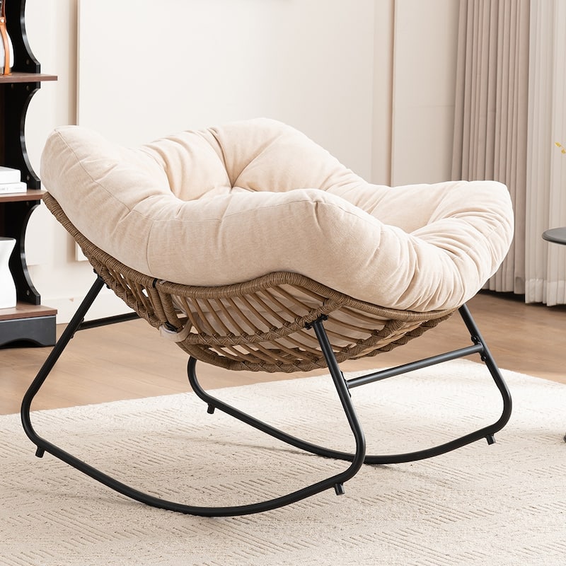 Rocking Chair, Chenille Upholstered Accent Chair, Modern Nursery Rocking Chair for Living Room, Bedroom, Apartment