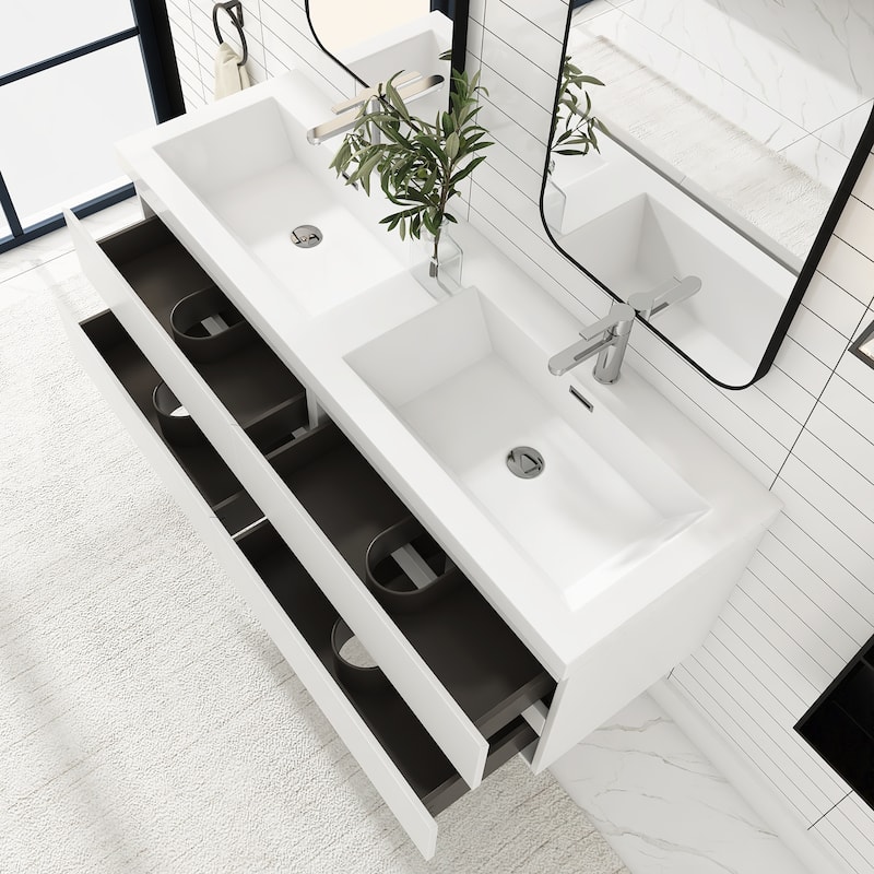 Floating Bathroom Vanity with two Resin Top