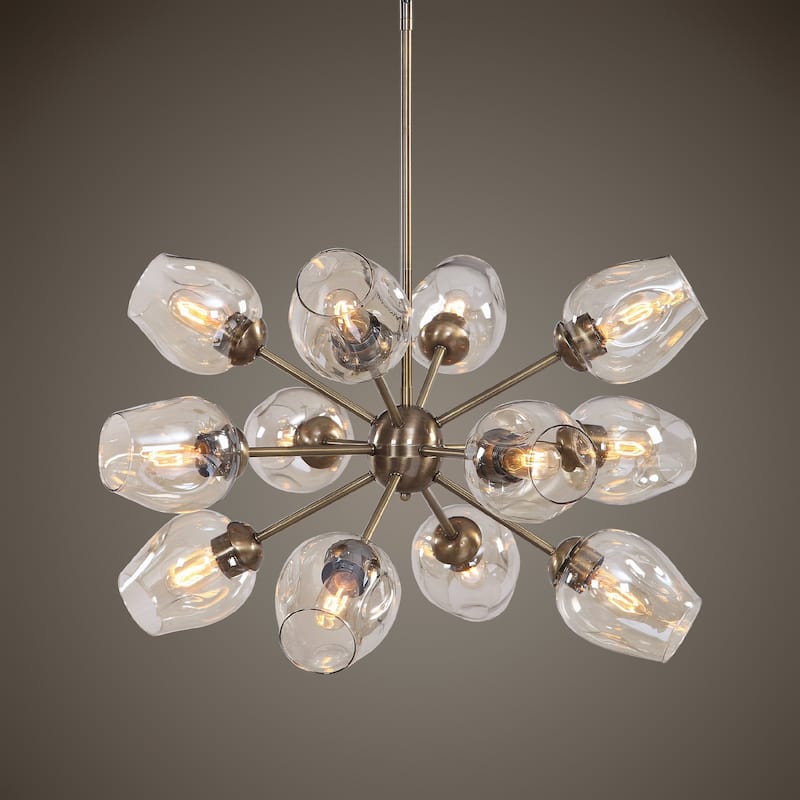 12-Light Sputnik Ceiling Chandelier - 32.5" - Brass Finish