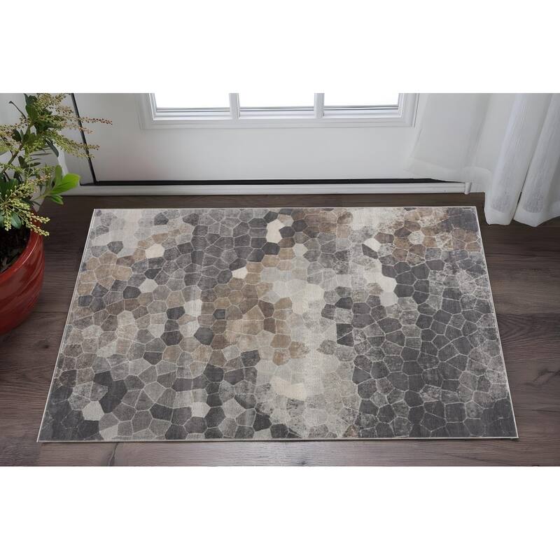 HomeRoots Geometric Modern Rectangle Area Rug - 60.00 in. x 27.00 in. x 0.40 in. - 60.00 in. x 27.00 in.  x 0.40 in.