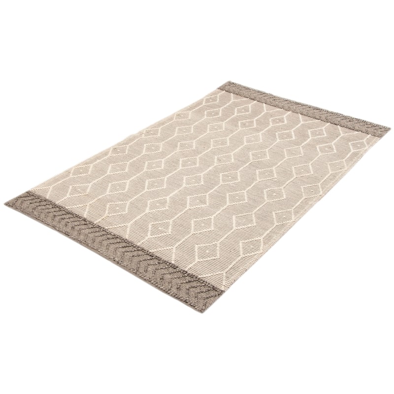 ECARPETGALLERY Braid weave Sienna Taupe Wool Rug - 5'0 x 8'2