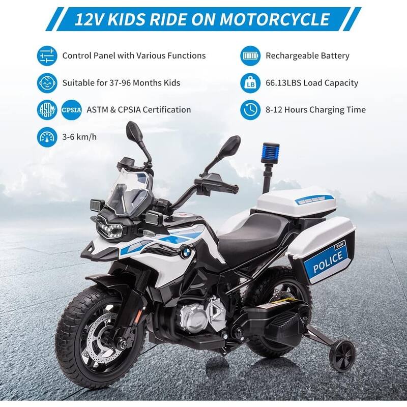 Licensed BMW 12V Kids Ride-On Police Motorcycle – Electric Motorcycle