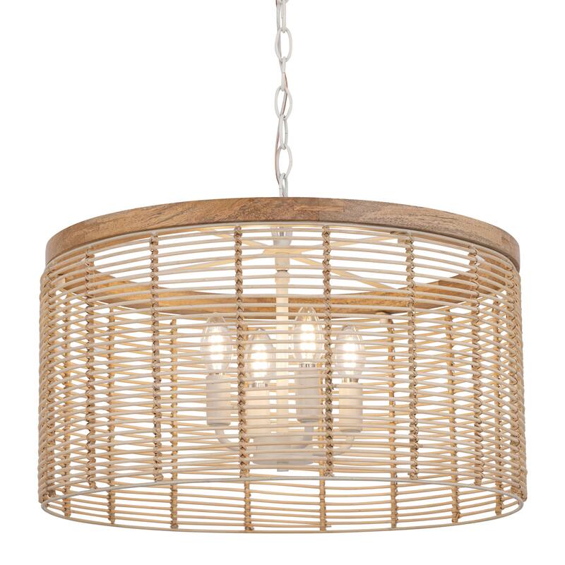 Maxim 22445 Vannerie 4 Light 20" Wide Wood Pendant - Ecru