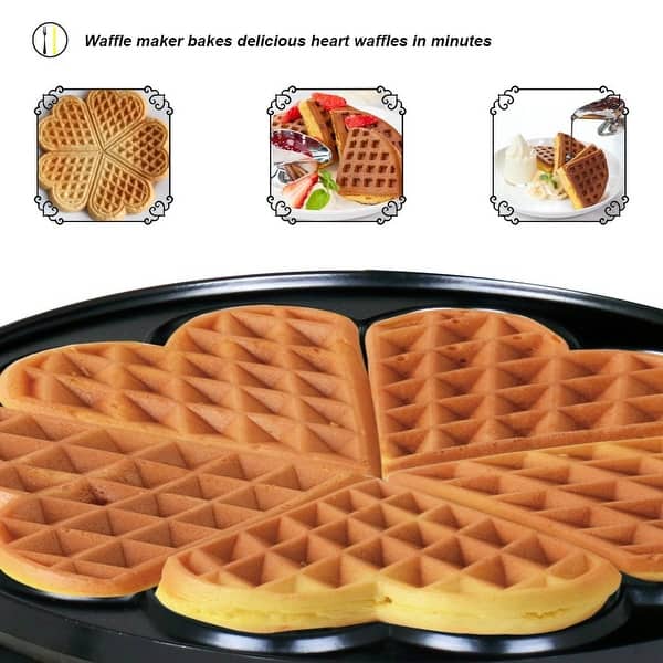 Zz Wf361 5 In 1 Heart Waffle Maker With Non Stick Plate 1090 Watt Silver Overstock 12558359