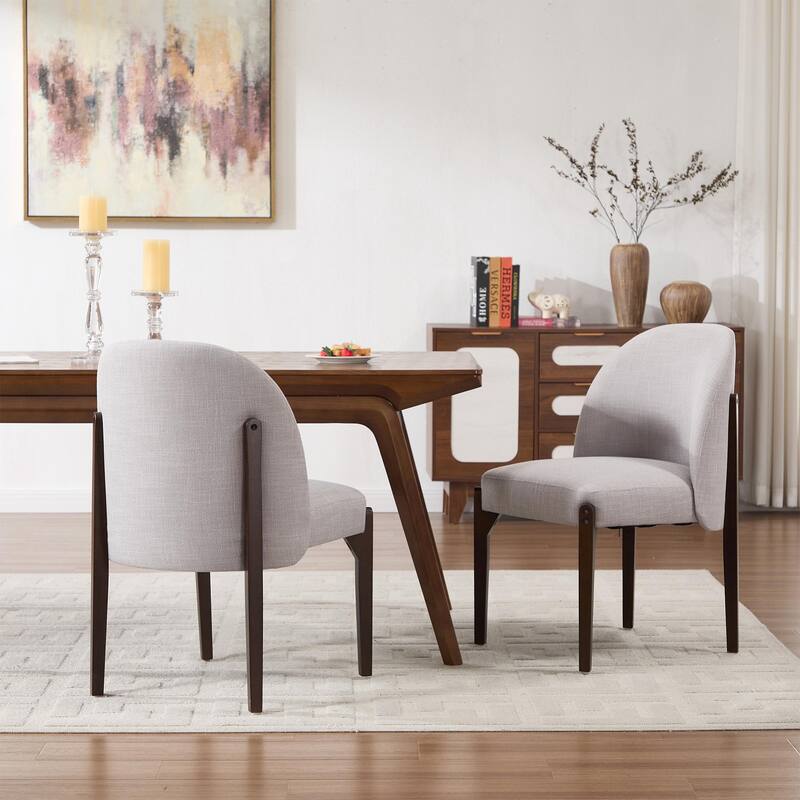 Wooden Dining Chairs Set of 2, Fabric Upholstered Dining Room Chair Kitchen Chairs, Farmhouse Dinner Chair