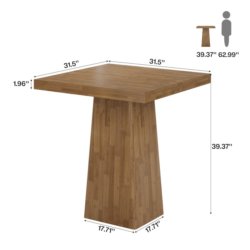 Square Bar Table 31.5 Inch Small Counter Height Pub Dining Table - 31.5" L x 31.5" W x 39.37" H