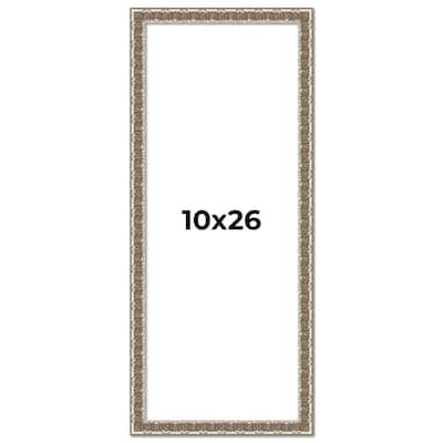 10x26 Frame Silver Versailles Ornate Solid Wood Picture Frame | 1 Inch