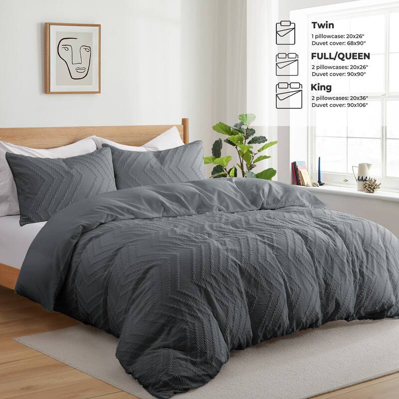 Clipped Jacquard Geometric Duvet Cover & Pillowcase Set