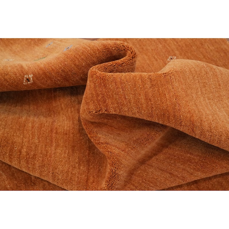 Hand Knotted Oriental 100% Wool Carpet Tribal Animal Pictorial Oranges & Rust Gabbeh Area Rug - 8' 0'' X 7' 10''