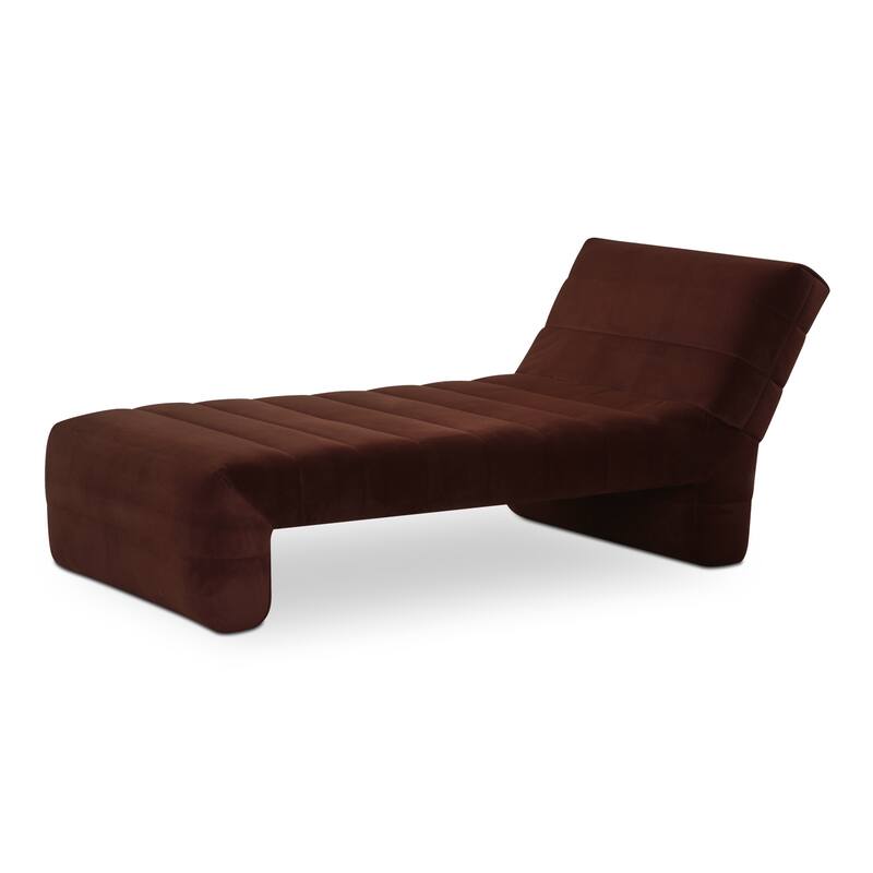 NADAAL STUDIOS Celestine Chaise, Plump Channel-Tufted Form in Velvet Upholstery, Warm Brown - Warm Brown