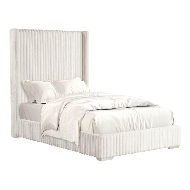 Furniture of America Draper Modern Chenille High Wingback Platform Bed
