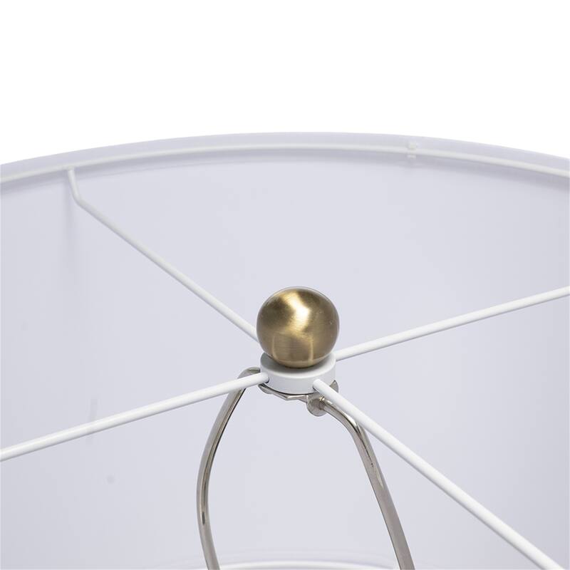 D16x26.5" White Marble Cube Table Lamp with Gold Base and Body