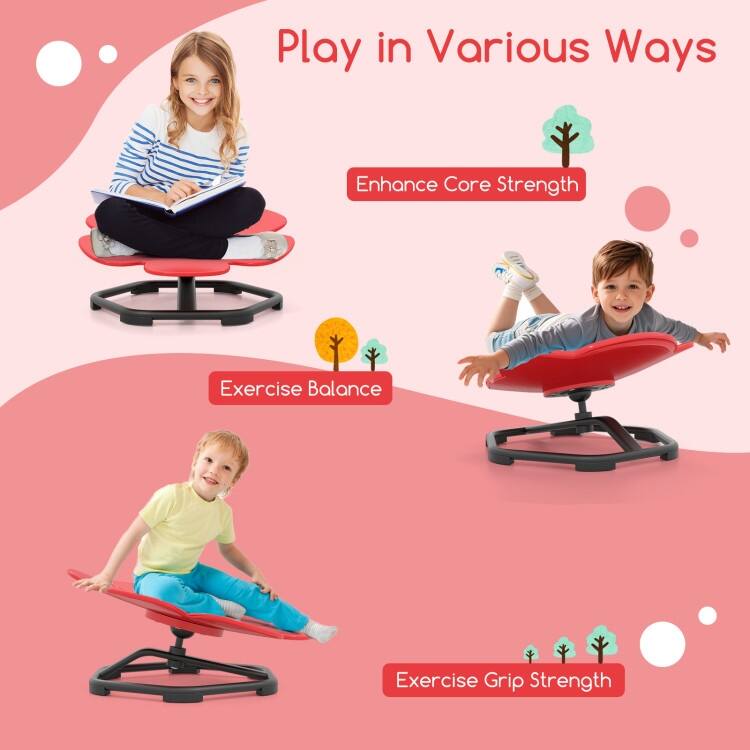 PP Kids Swivel Chair with 360-degree Spin, Petal Seat and Metal Base - 21" L x 19.5" W x 10" H