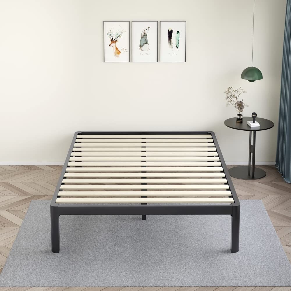 Metal bed with wooden slats 2025