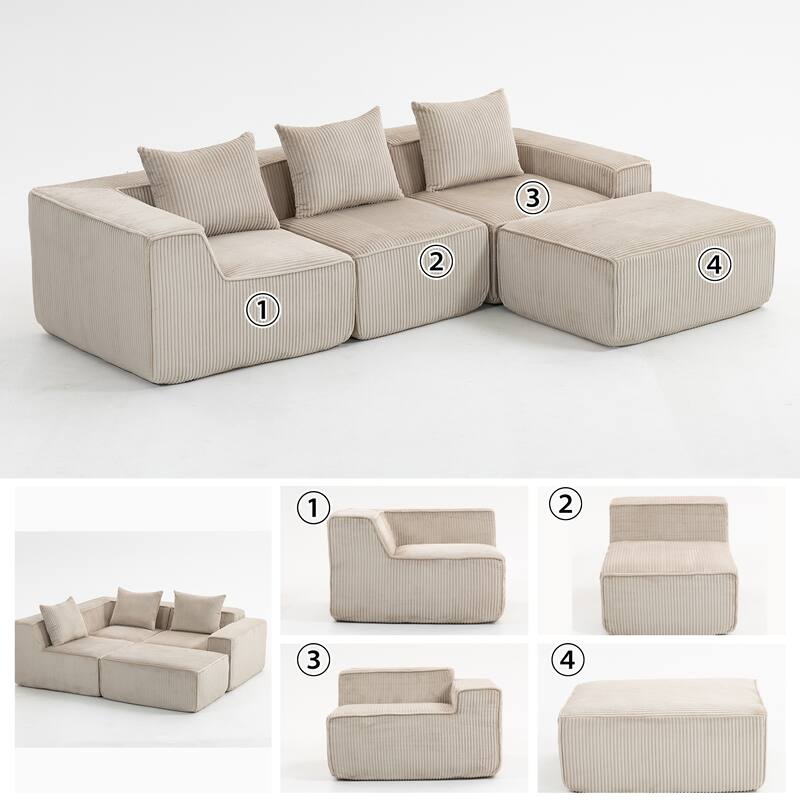 Multi Person Modular Compression Sofa That Can Be Freely