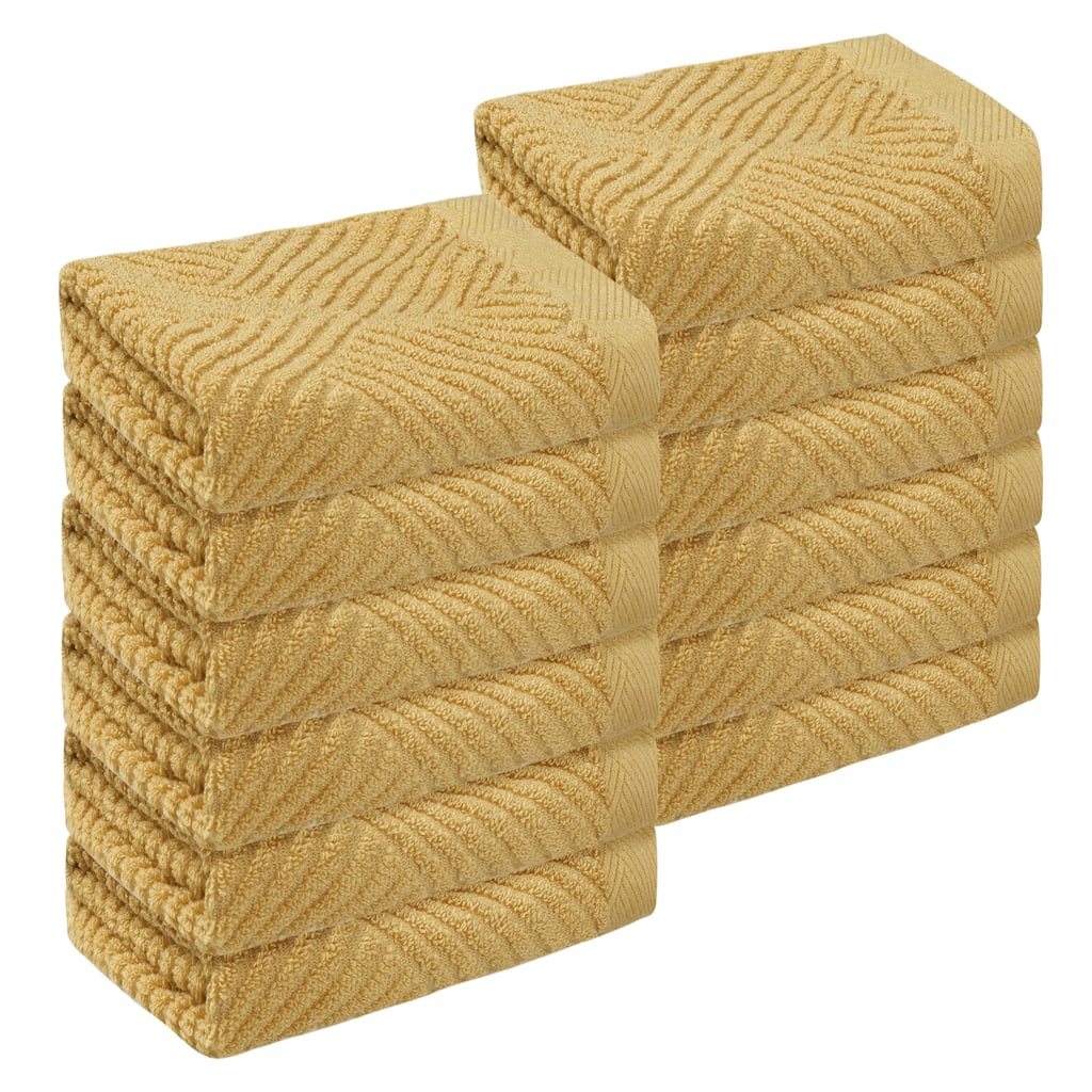 12 Pack Striped Bath Washcloths Set, Cotton, Body and Face Towels for Hotel, Spa, Bathroom 14" x 14"