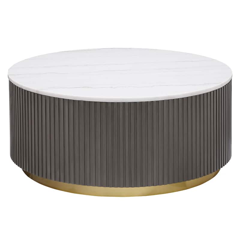 Jason Round Marble Top Coffee Table White And Charcoal - White Marble