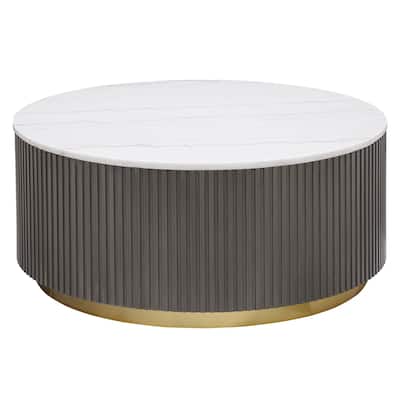 Jason Round Marble Top Coffee Table White And Charcoal