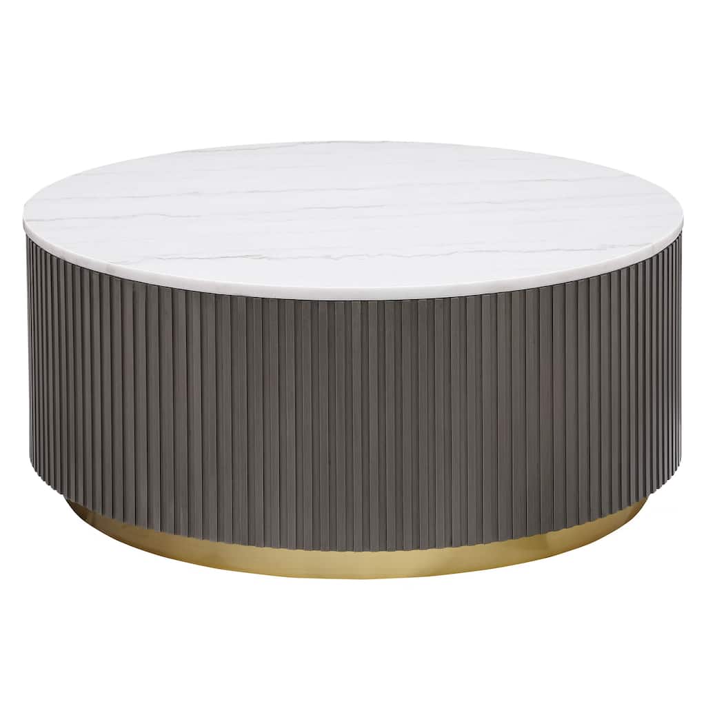 Jason Round Marble Top Coffee Table White And Charcoal