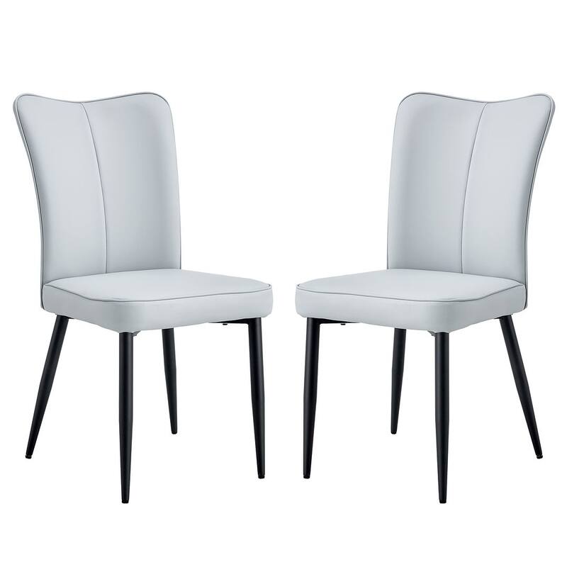 Modern PU Leather Minimalist Dining Chairs Set of 4 - 2 SEATS - Gray