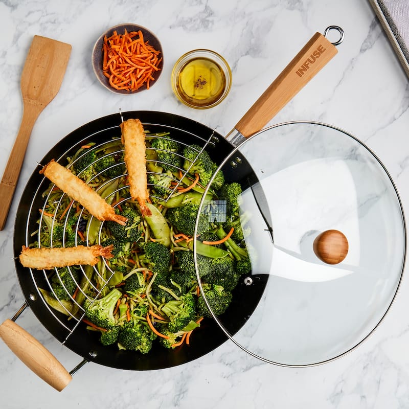 Infuse 4pc Non-Stick Carbon Steel Wok Set