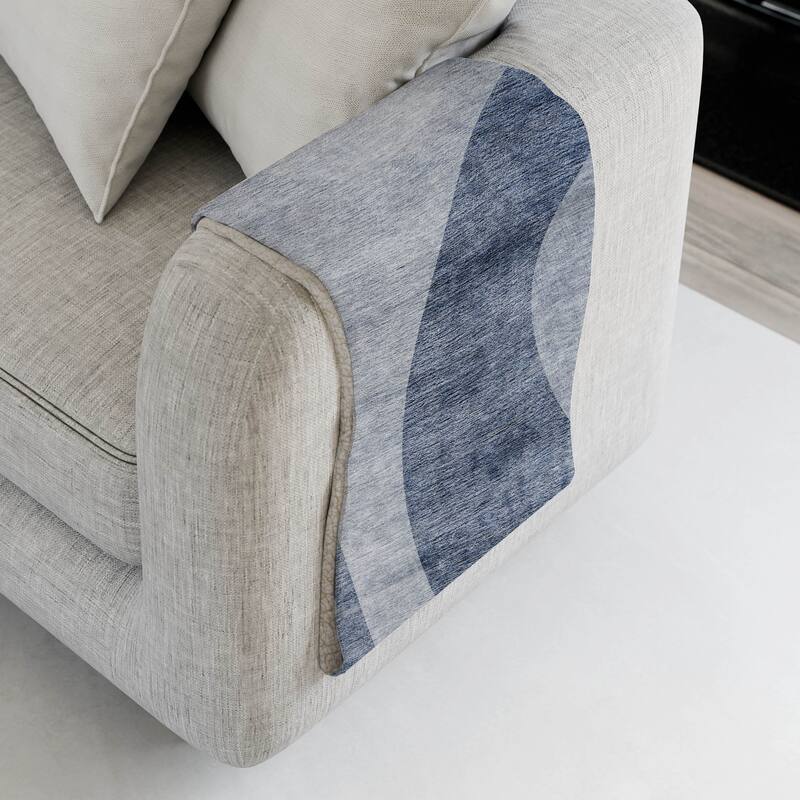 Premium Machine Washable Casual Contemporary Sherpa Throw Blanket - Blue - 4'2" x 5'10"