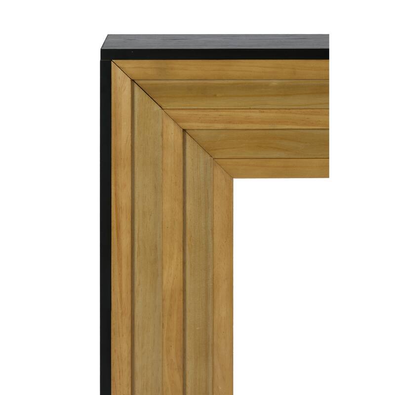 Modern Contrast Console Table with Layered Wood Frame and Black Top