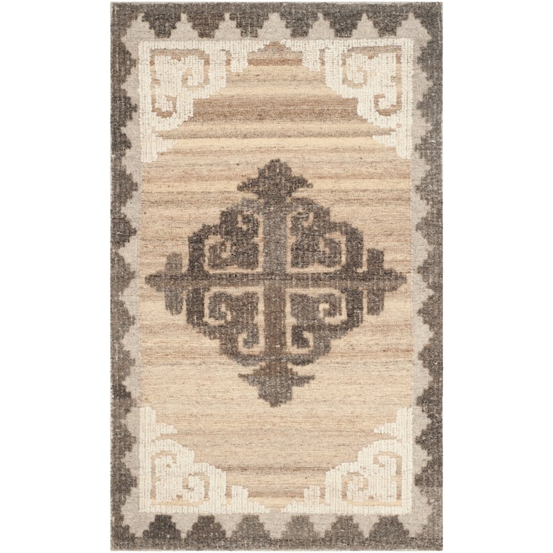SAFAVIEH Hand-knotted Kenya Marise Southwestern Tribal Wool Rug - 3' x 5' - Brown/Charcoal