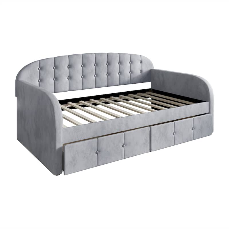 CraftPorch Modern Velvet Twin Size Daybed with Storage
