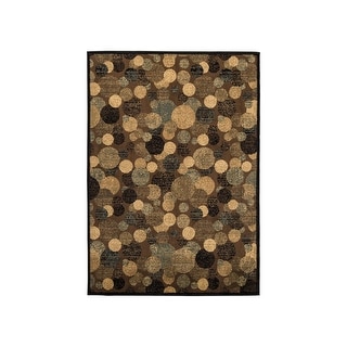 Modern Floor Area Rug, Soft Fabric Pile, Round Wood Print, Brown - 9'3 ...