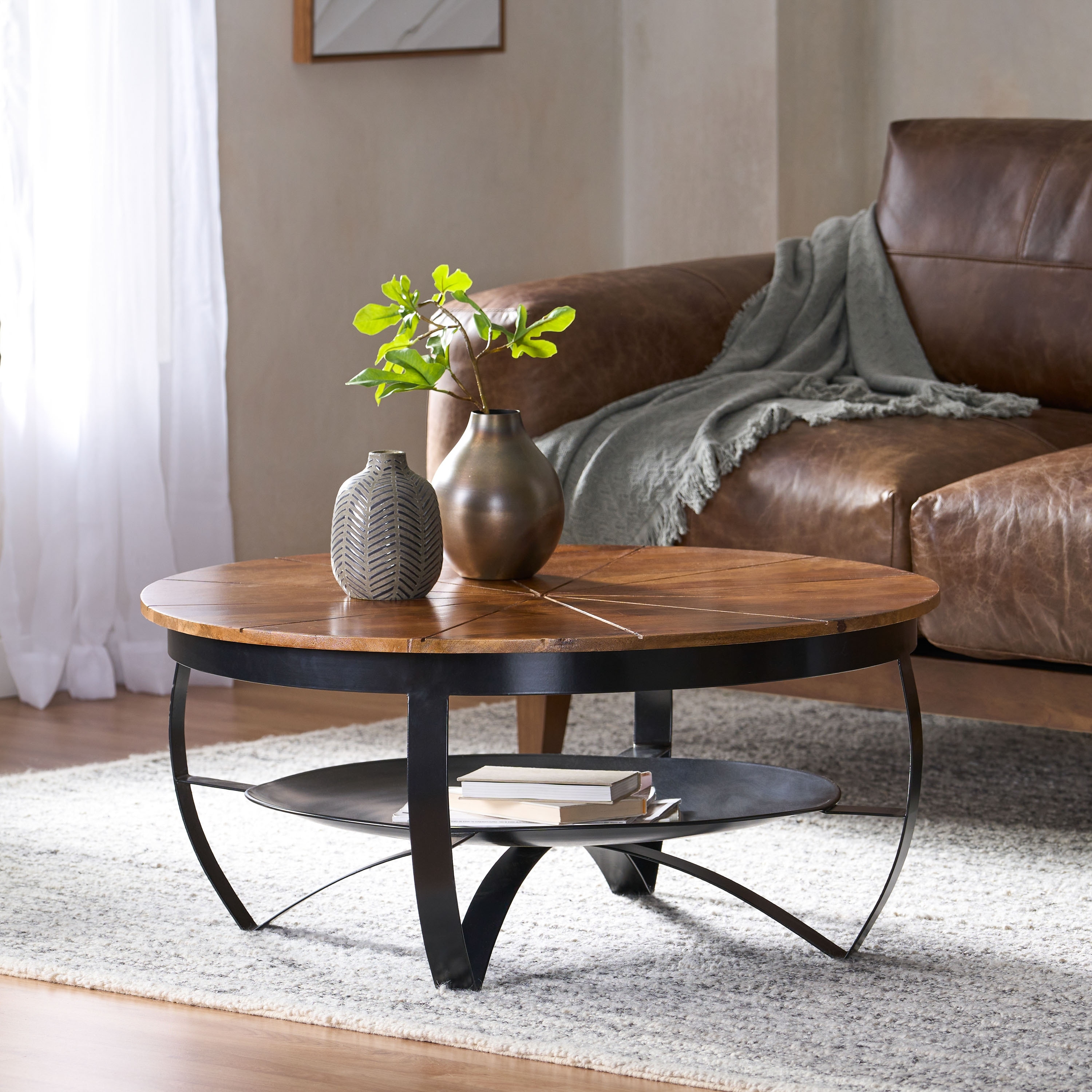 Wooden and Iron Coffee Table - Bed Bath & Beyond - 40856363