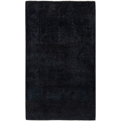 Overdyed One-of-a-Kind Hand-Knotted Area Rug - Black - 3' 2" x 5' 4"