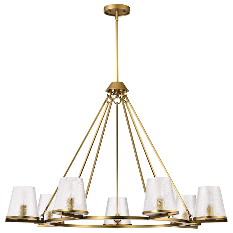 Valentine 7 Light Chandelier Vintage Brass Finish Hammered Glass - Vintage Brass