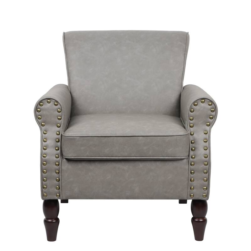 Modern Upholstered Armchair Nailhead Trim Accent Chair