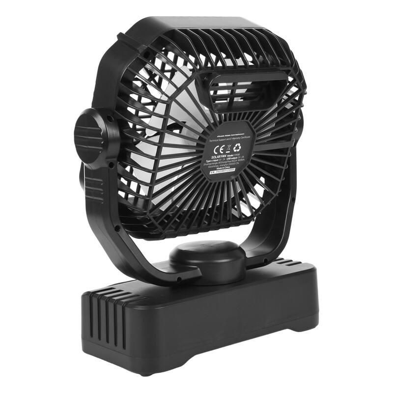 10400mAh Solar Fan Camping Fan with Solar Panel LED Lantern 7W 8 Inch