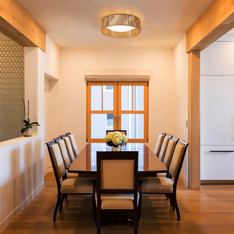 C Cattleya Integrated LED 3CCT Farmhouse Flush Mount Ceiling Light 3000K/4000K/5000K - Natural-Jute-Rope